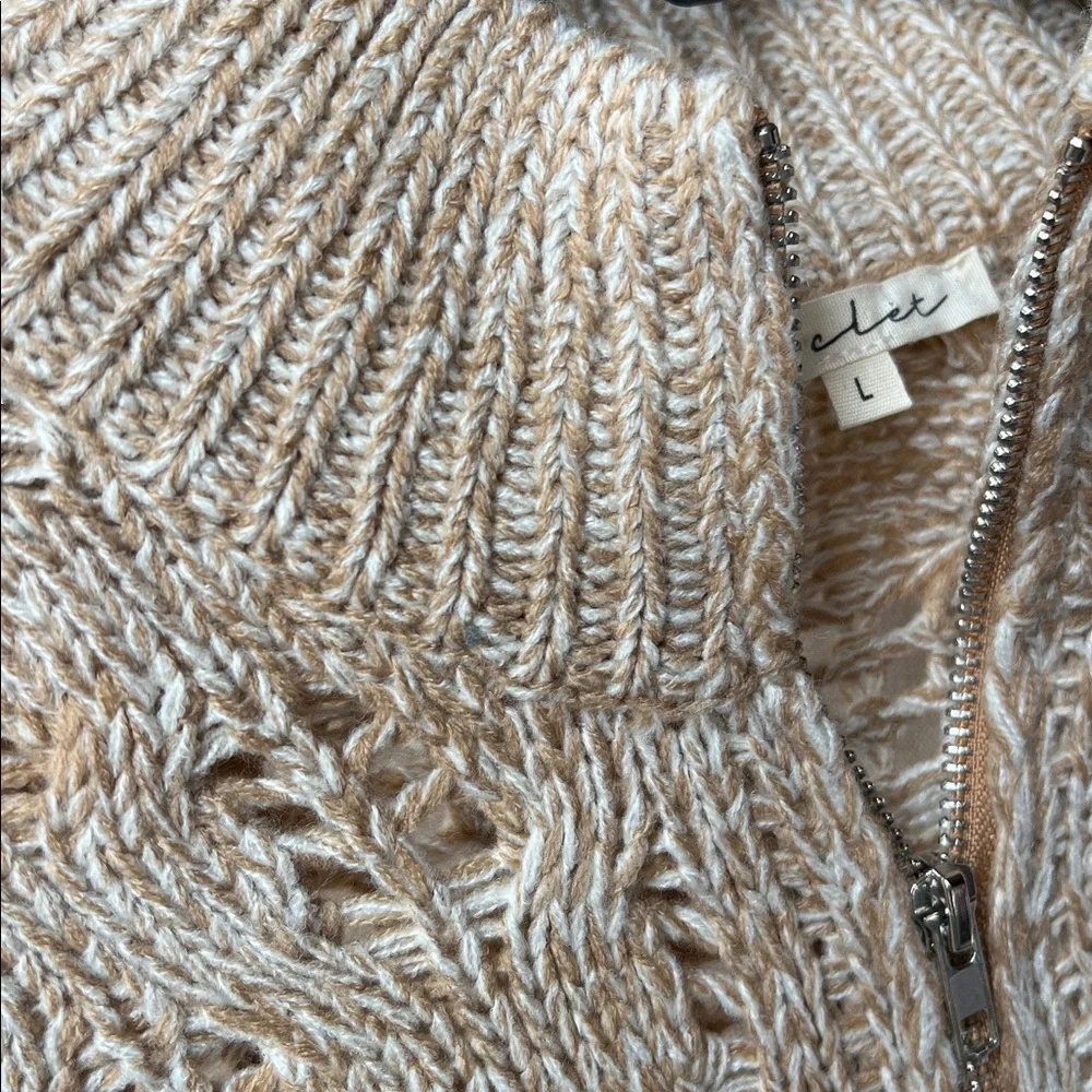 BDG Urban Outfitters Killian Quarter-Zip Pointelle Sweater NWOT - Picture 4 of 12